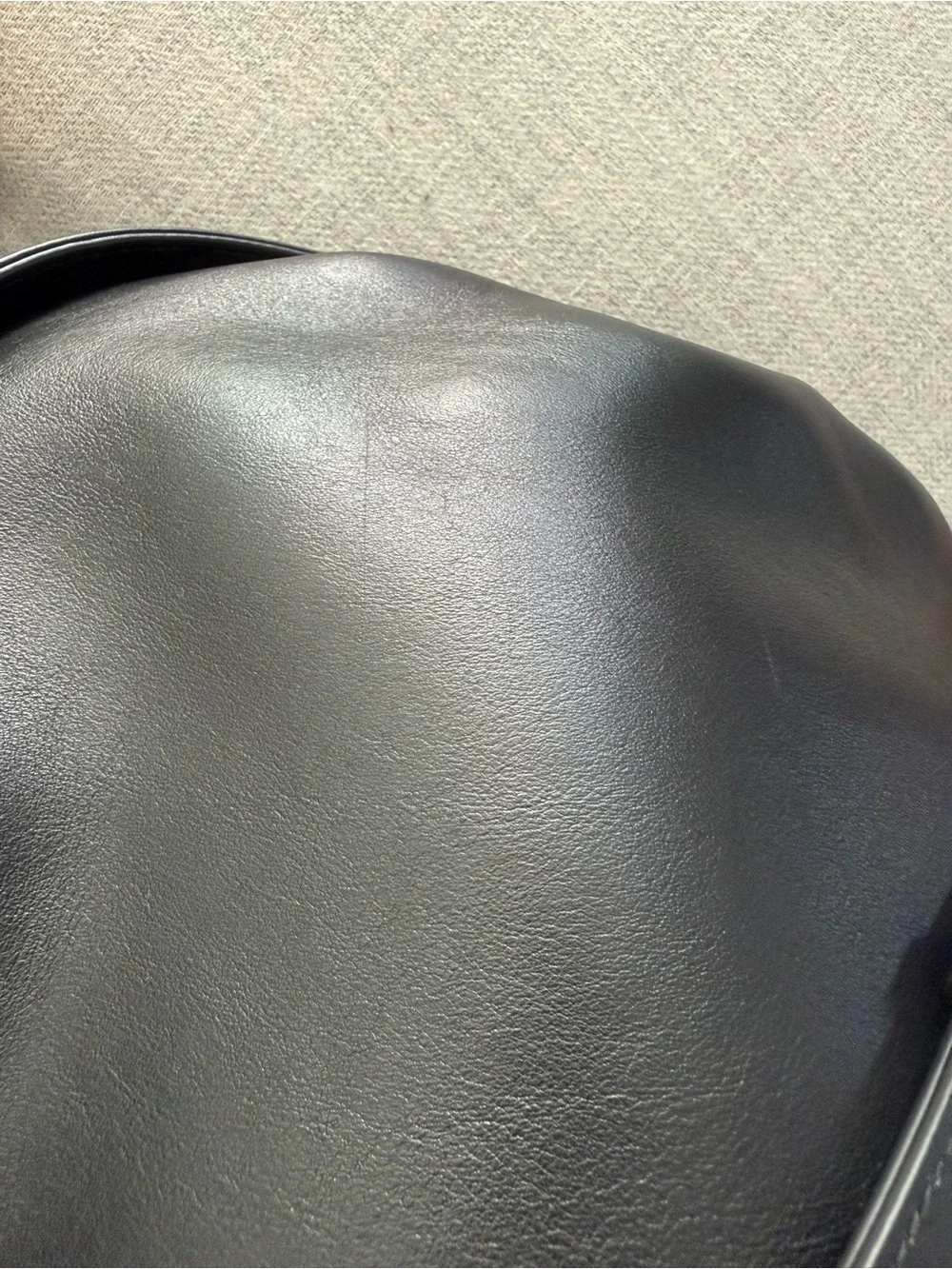 Black Leather Hug Bucket Tote Bag with Gold Hardware